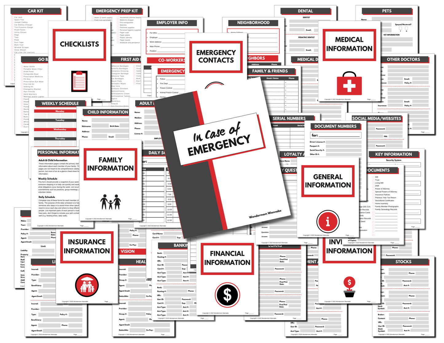 A Emergency Preparedness Bundle with a red and black cover from Wondermom Shop.