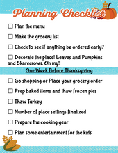 Load image into Gallery viewer, Printable Wondermom Shop Thanksgiving planner checklist.

