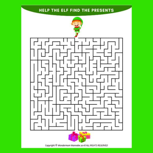 Kids activity: Help the elf find the presents in this printable VIP Vault Christmas Maze for Kids.