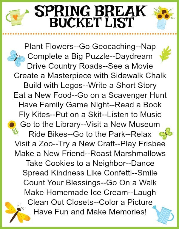 Spring Break Bucket List
