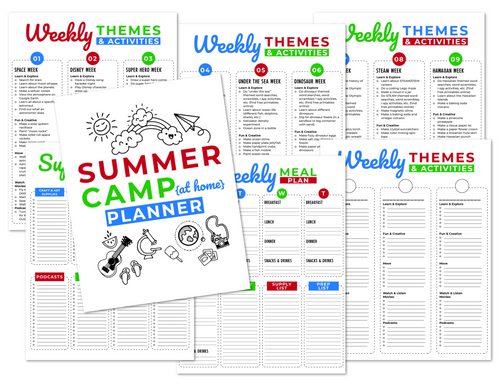 PRINTABLE Summer Camp Planner from Wondermom Shop for at-home summer camp.