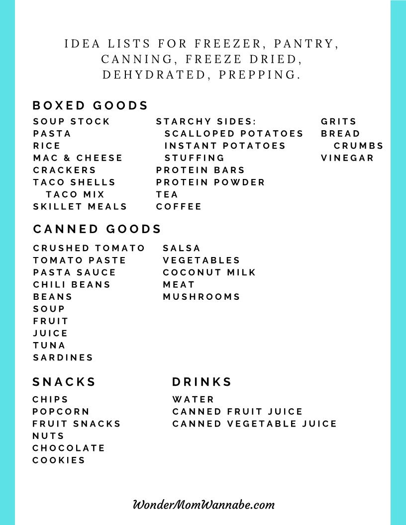 An Ultimate Prepper Guide offered by Wondermom Shop, offering an idea list for freezer canning, dehydrating, and prepping for emergencies.