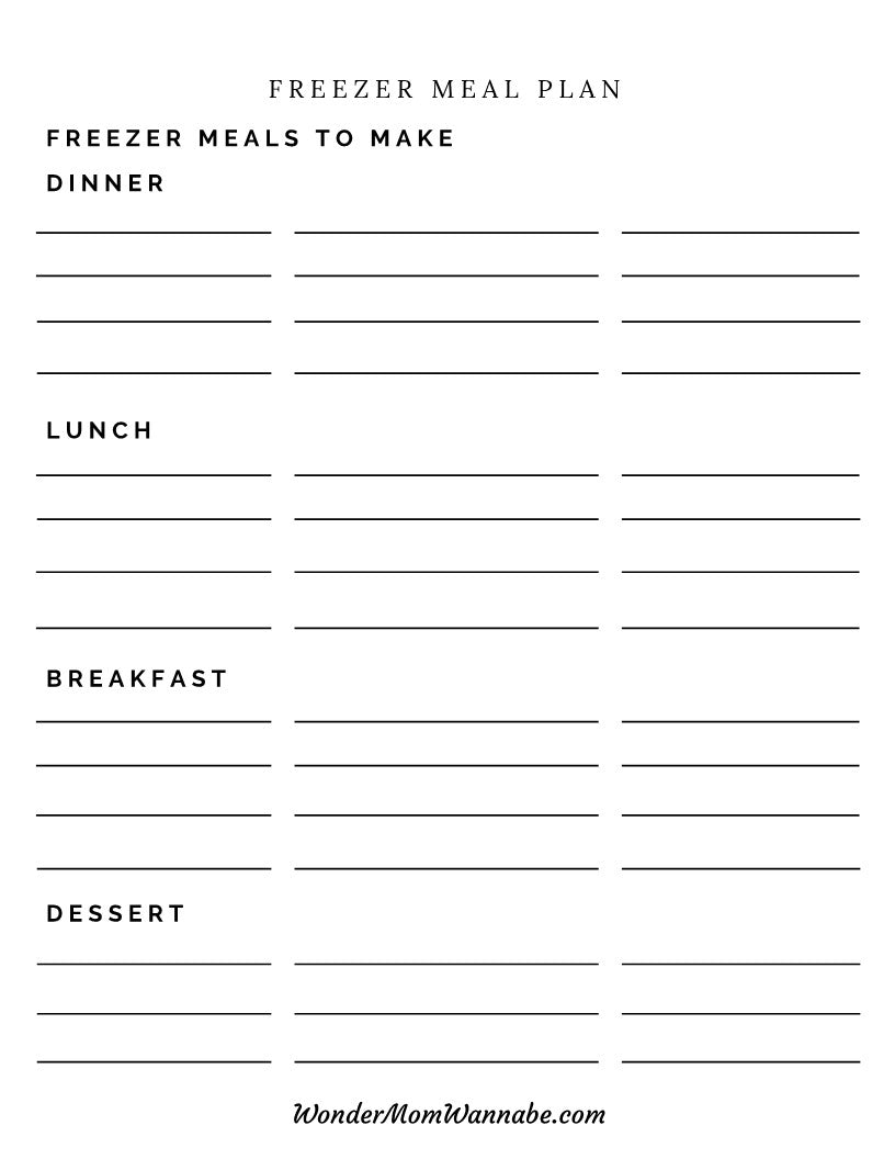 A printable Ultimate Prepper Guide with frozen meals to make dinner during emergencies by Wondermom Shop.