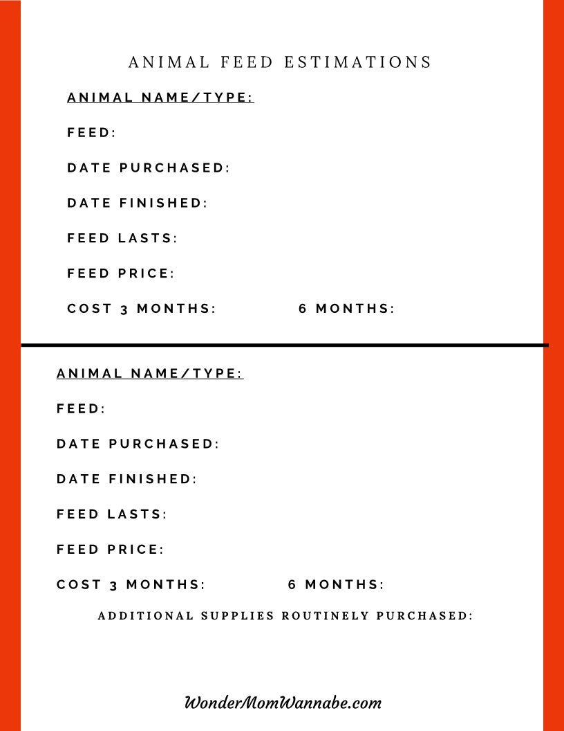 A printable Ultimate Prepper Guide by Wondermom Shop to calculate the cost of your pet's food for emergencies.