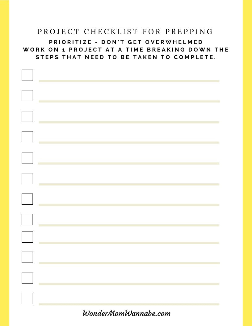 A printable Ultimate Prepper Guide checklist for preparing emergencies from Wondermom Shop.
