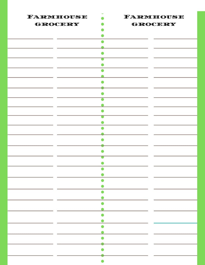 A Ultimate Prepper Guide grocery list template with a green background, sold by Wondermom Shop.
