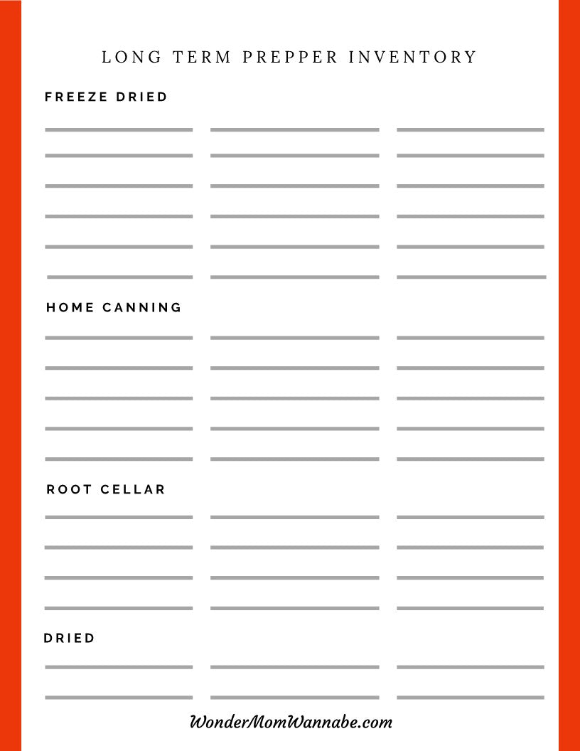A printable Ultimate Prepper Guide inventory sheet, perfect as a prepper guide for emergencies from Wondermom Shop.