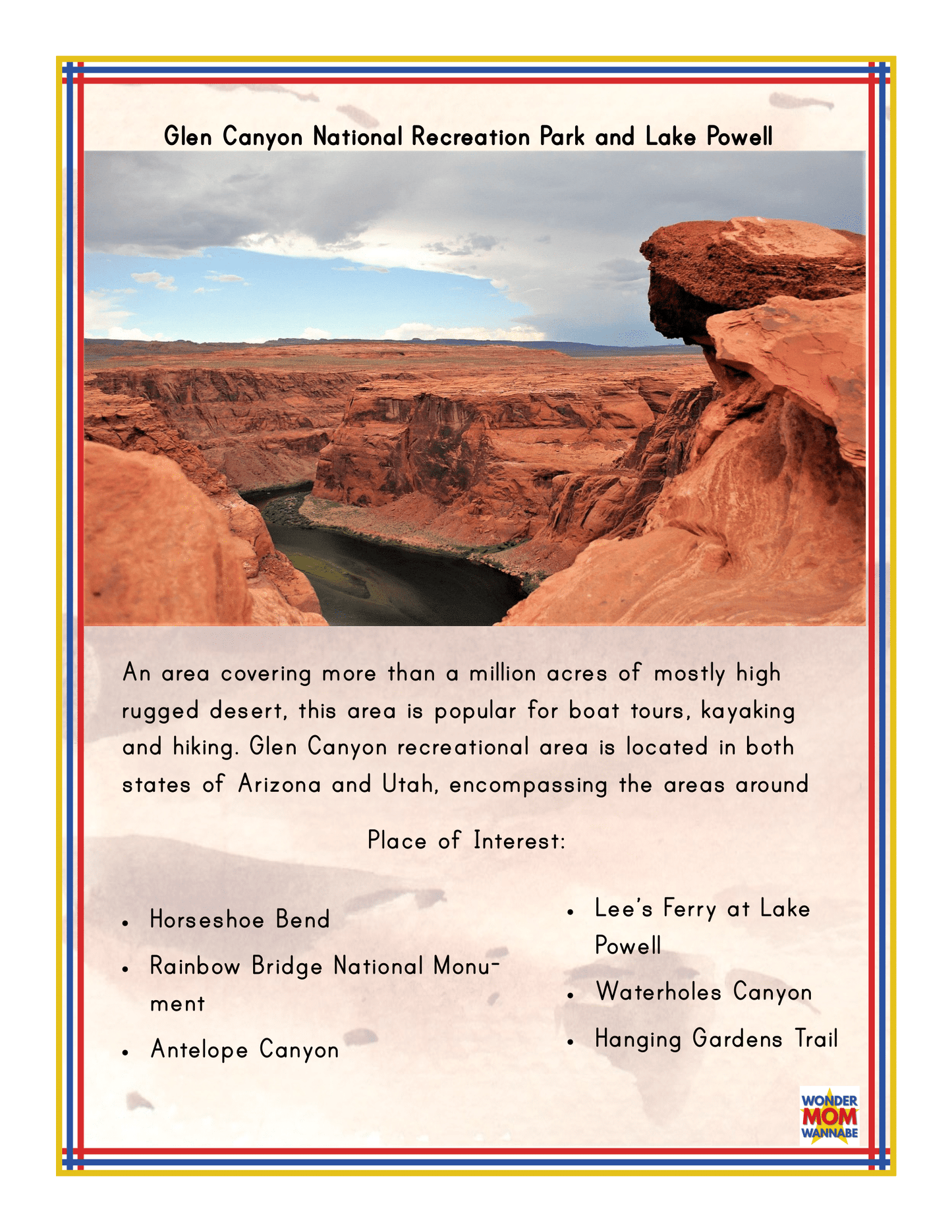 A poster showcasing the breathtaking beauty of the Grand Canyon, a must-see highlighted in any Arizona Travel Guide and Activity Kit for Kids from Wondermom Shop.