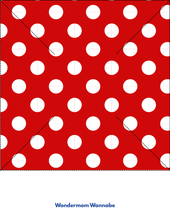 Load image into Gallery viewer, Red background with evenly spaced white polka dots and dashed diagonal lines, ideal for Easy 4th of July Pinwheel Craft for Kids by Wondermom Shop. &quot;Wondermom Shop&quot; appears below in blue text.
