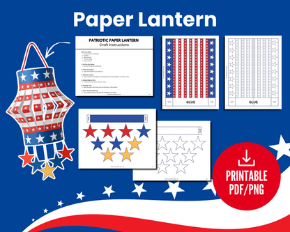 Image of "Stars, Stripes & Scissors: 4th of July Crafts for Kids" by Wondermom Shop—a printable PDF/PNG kit with Independence Day-themed red, white, and blue designs, craft instructions, and star cutouts.