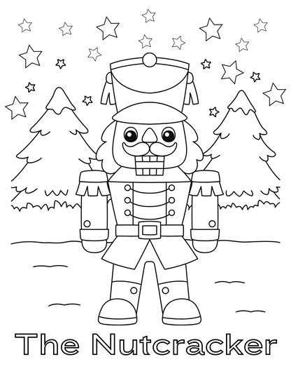 Christmas coloring page featuring the Nutcracker from Wondermom Shop's festive collection. Get your printable Christmas Coloring Pages now!