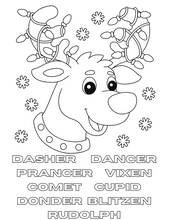 Load image into Gallery viewer, A festive Christmas coloring page featuring a reindeer from the Wondermom Shop&#39;s Christmas Coloring Pages.
