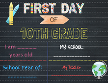 Load image into Gallery viewer, First Day of School Signs from Wondermom Shop printable.
