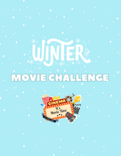 Load image into Gallery viewer, The Wondermom Shop Winter Movie Challenge logo, perfect for movie lovers, set against a vibrant blue background.
