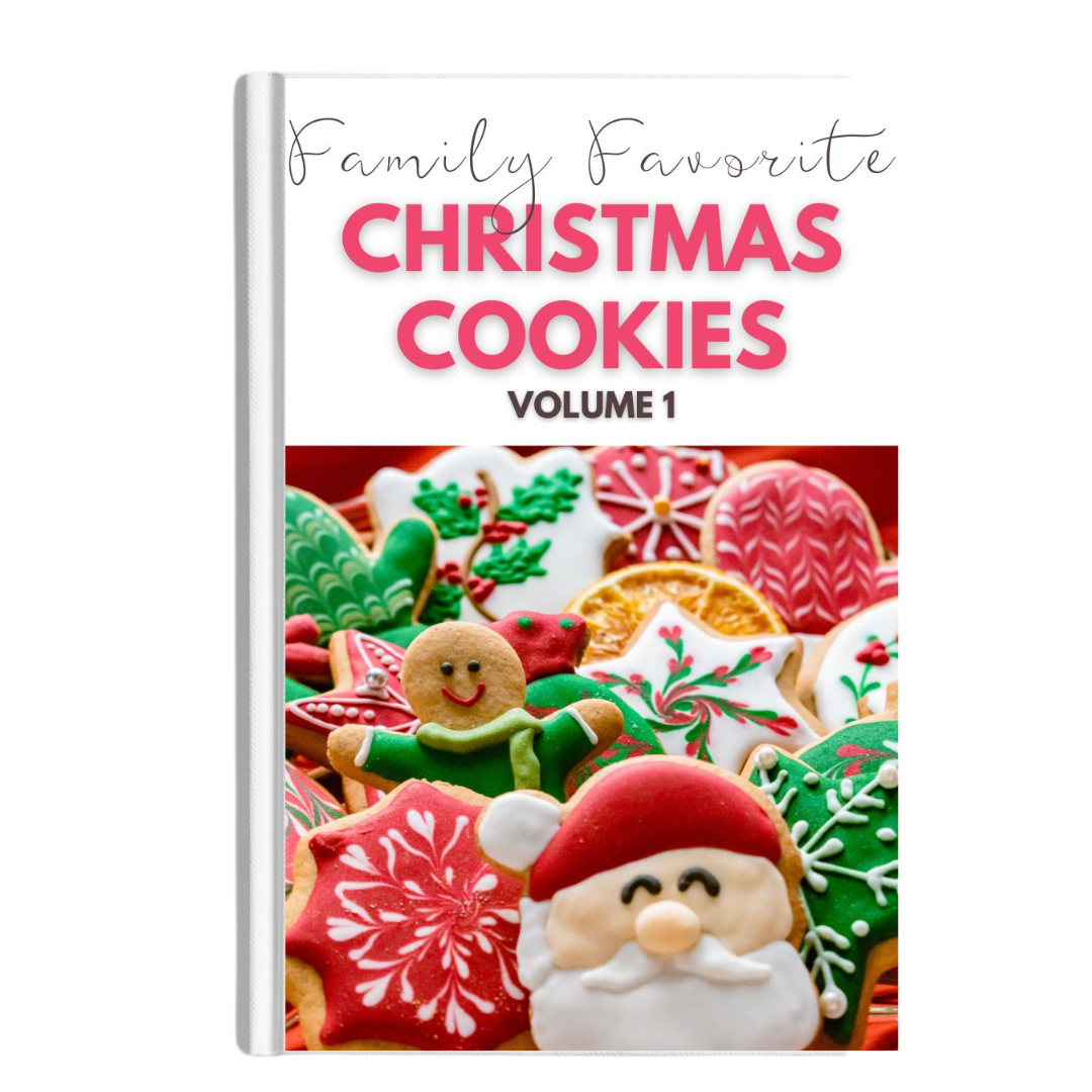 Wondermom Wannabe's Family's Favorite Christmas Cookies Digital Cookbook Volume 1, featuring family favorite Christmas cookies for the holiday season.