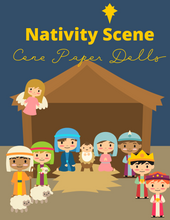 Load image into Gallery viewer, Wondermom Shop&#39;s Nativity Scene Paper Dolls holiday decoration kit.
