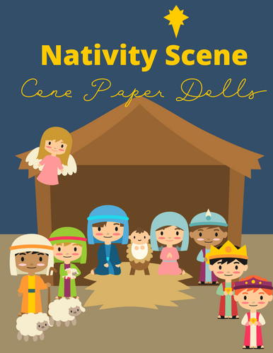 Wondermom Shop's Nativity Scene Paper Dolls holiday decoration kit.