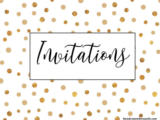 Printable VIP Vault New Year's Eve Party Planning Kit with gold polka dots on a white background.
