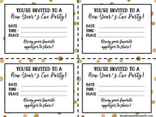 Load image into Gallery viewer, Printable VIP Vault New Year&#39;s Eve party invitations with gold polka dots.
