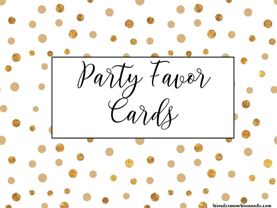Printable New Year’s Eve Party Planning Kit with a gold polka dot background, by VIP Vault.