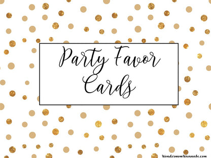 Printable New Year’s Eve Party Planning Kit with a gold polka dot background, by VIP Vault.