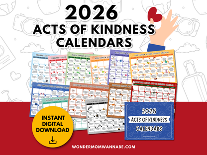 2026 Monthly Acts of Kindness Calendars