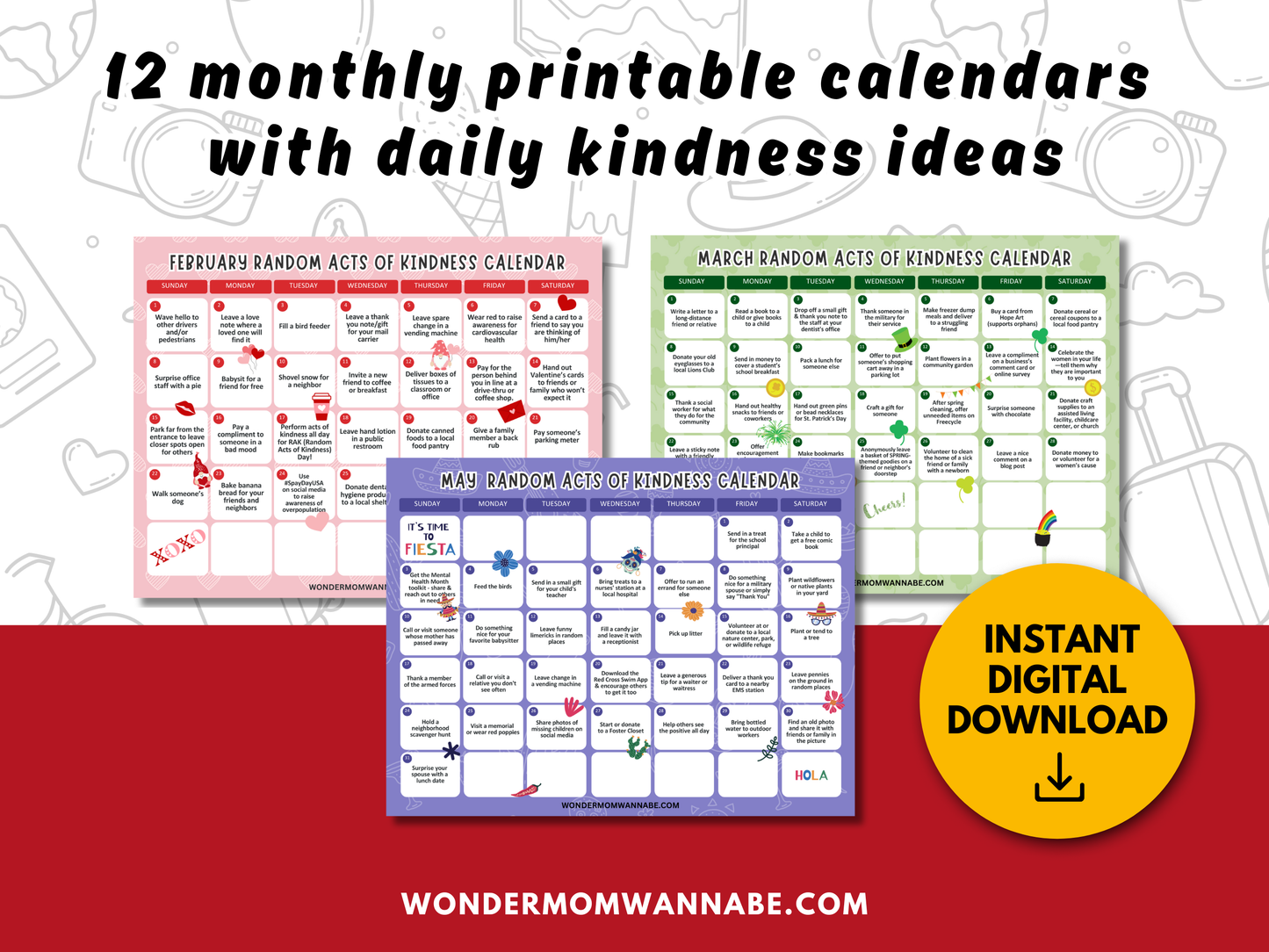 2026 Monthly Acts of Kindness Calendars