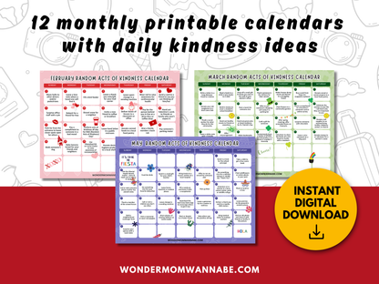 2026 Monthly Acts of Kindness Calendars