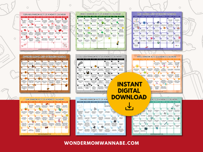 2026 Monthly Acts of Kindness Calendars
