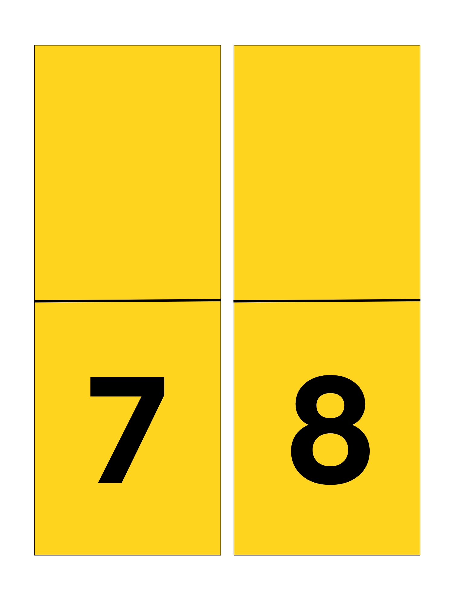 The Police Station Pretend Play set by Wondermom Shop features a yellow background with bold black numbers, evoking the style of classic police badges. The number "7" is displayed on the left side and "8" on the right, embodying the structured organization of a pretend play police station.