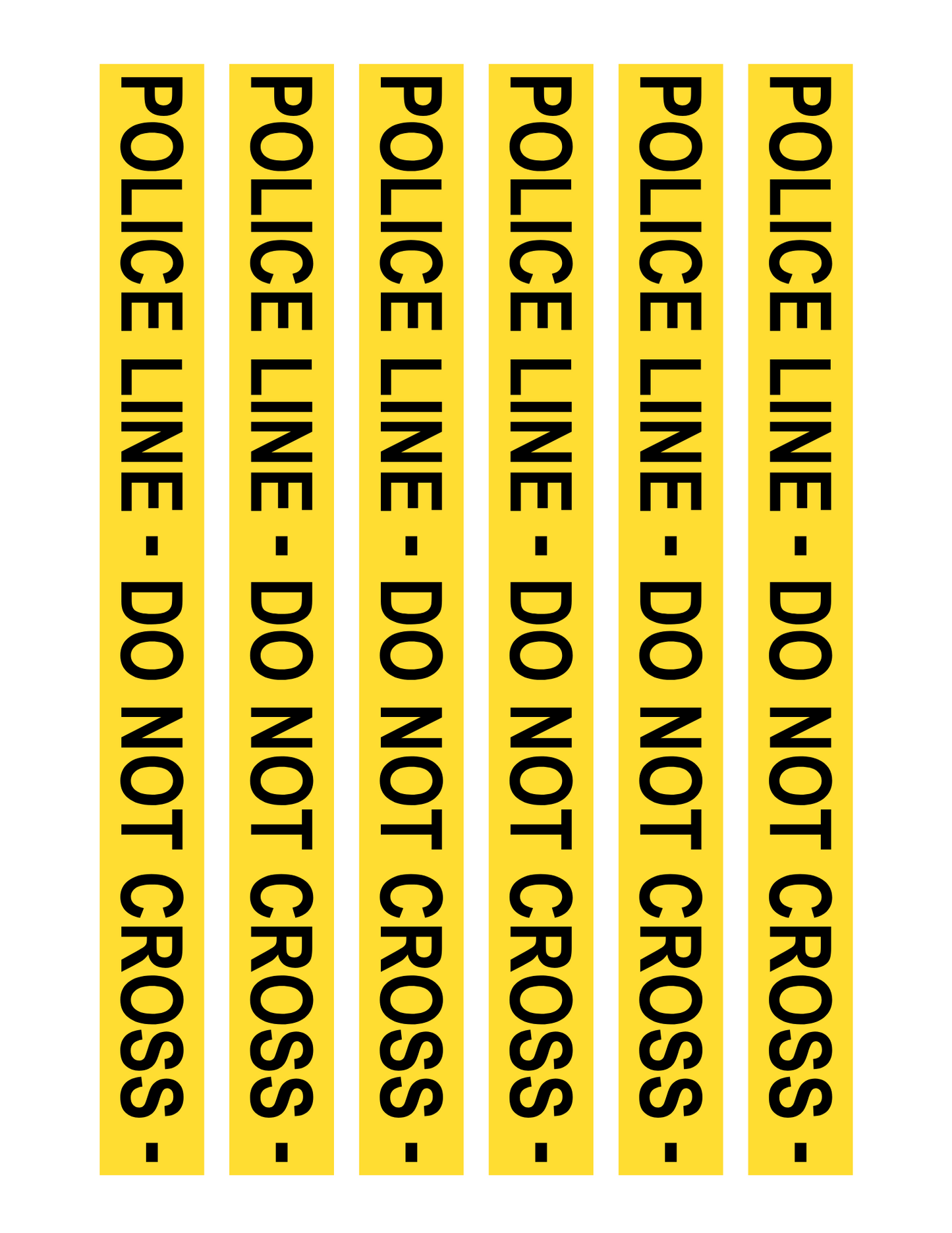 The yellow tape, included in the Police Station Pretend Play kit from Wondermom Shop, features black text that repeats six times with the message "POLICE LINE - DO NOT CROSS.
