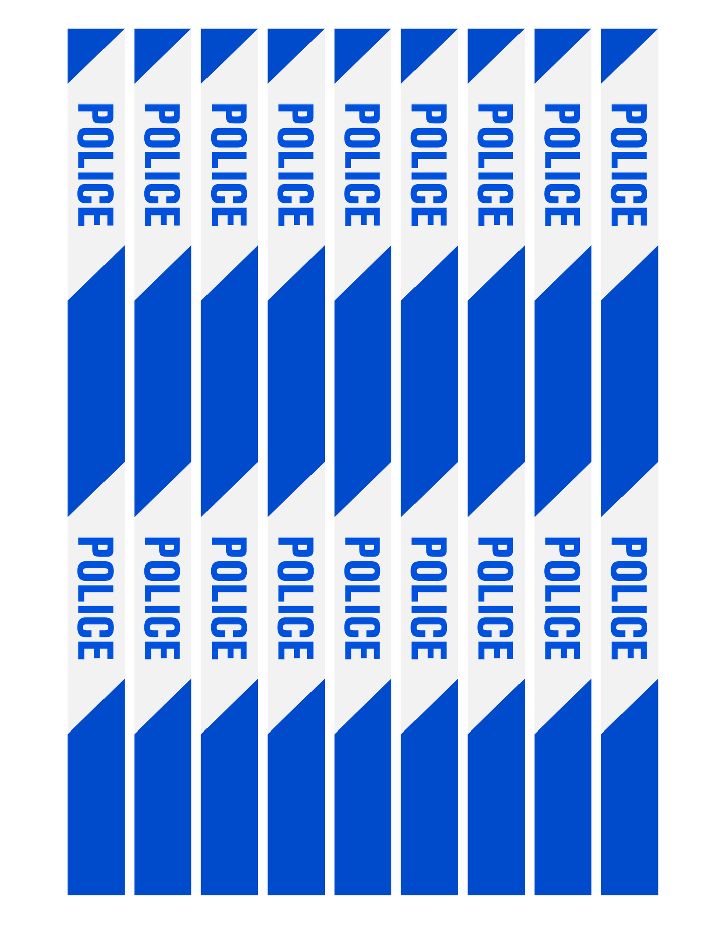 Wondermom Shop's Police Station Pretend Play kit features a vertically arranged blue and white police barrier tape that adds a realistic touch to any pretend play setup, making the experience of role-playing as police officers more engaging and immersive.