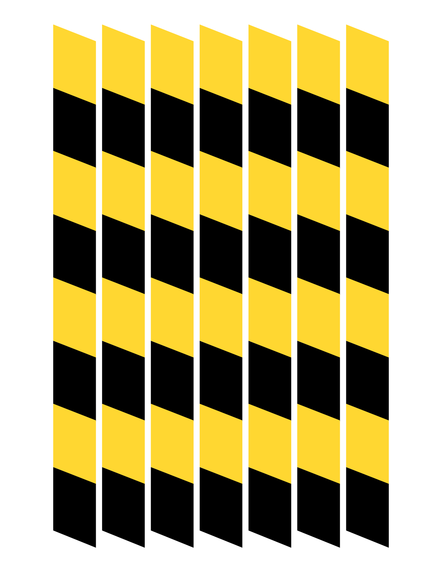 The Wondermom Shop's Police Station Pretend Play set features six yellow and black striped columns aligned vertically against a white background, creating an ideal setting for imaginative play.
