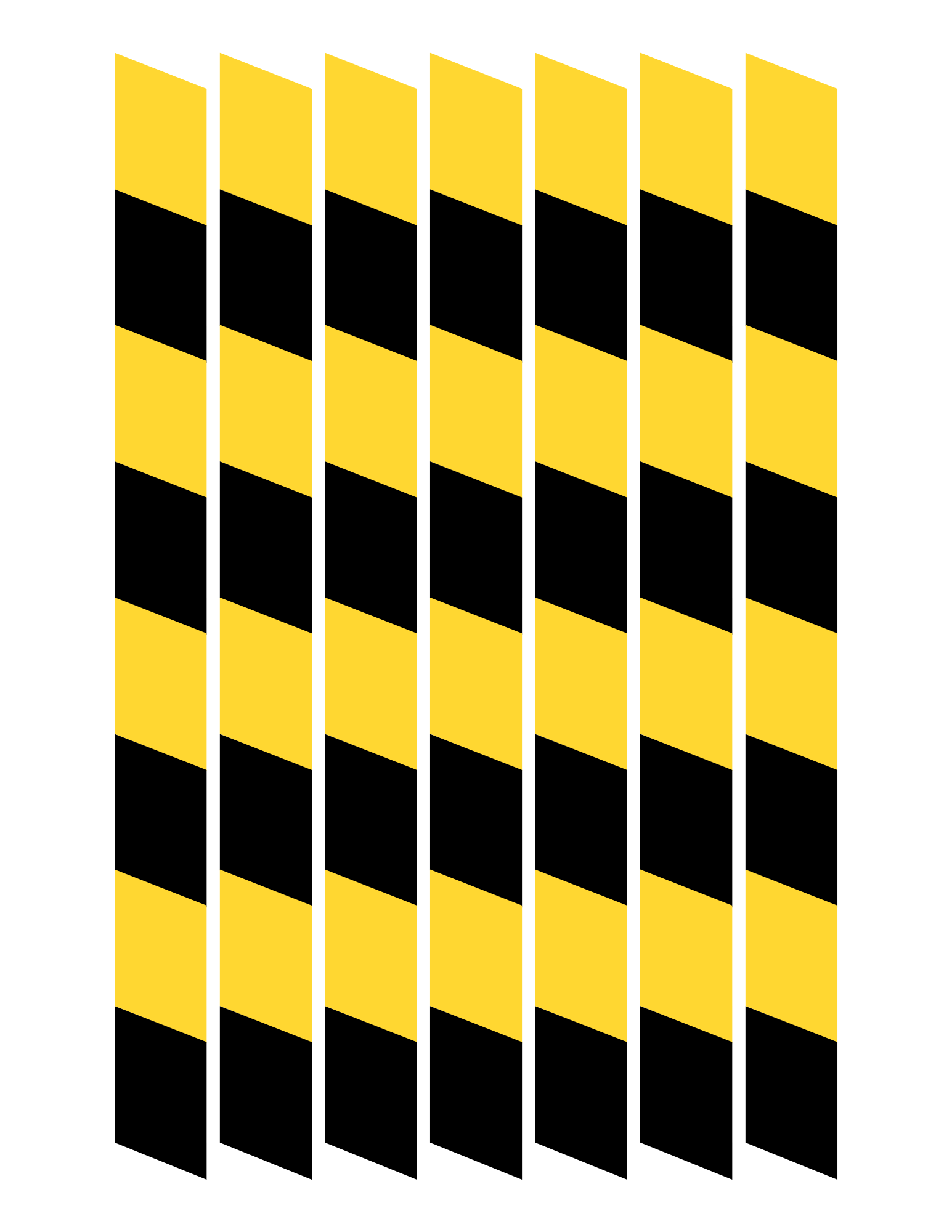 The Wondermom Shop's Police Station Pretend Play set features six yellow and black striped columns aligned vertically against a white background, creating an ideal setting for imaginative play.