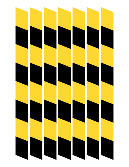 The Wondermom Shop's Police Station Pretend Play set features six yellow and black striped columns aligned vertically against a white background, creating an ideal setting for imaginative play.