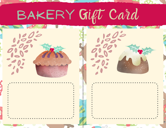 A Wondermom Shop Christmas Gift Card Holder with two Christmas-themed cupcakes and holly leaves.