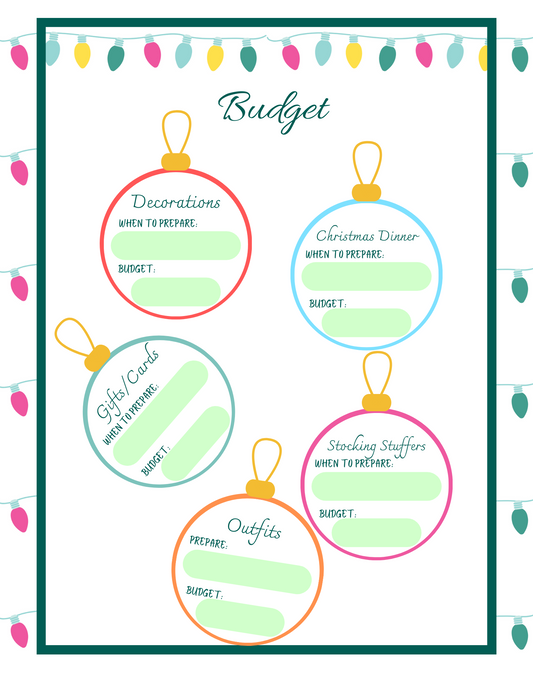 A Christmas Season Planner with ornaments hanging on it from Wondermom Shop.