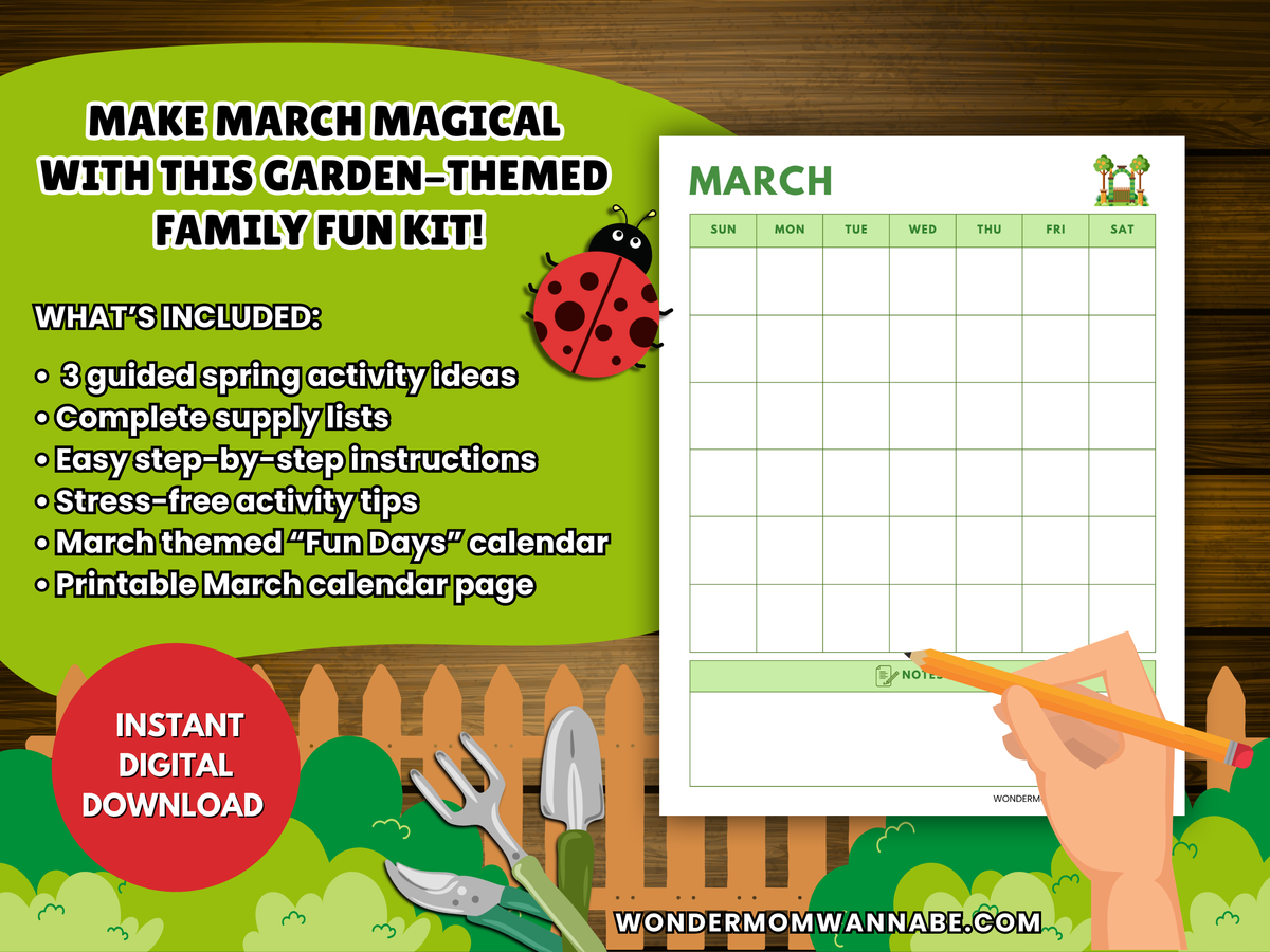 March Fun Packets March Family Fun Kit – Garden Buddies Printable Activity Pack for Kids ...