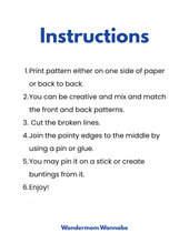 Load image into Gallery viewer, The Easy 4th of July Pinwheel Craft for Kids from Wondermom Shop includes a six-step printed instruction sheet—ideal for making buntings or pairing with printable pinwheel patterns for a festive holiday activity.
