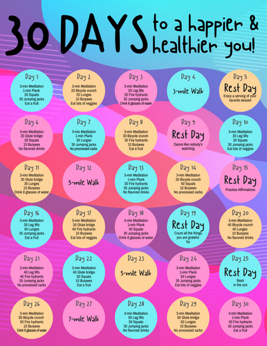 30 Days to a Happier & Healthier You by Wondermom Printables.