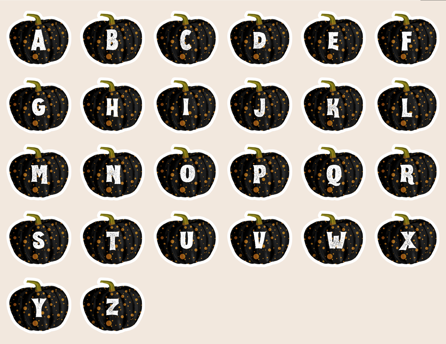 Make Halloween-themed activities come alive with the Wondermom Shop's Halloween Busy Book for Kids. This delightful book features alphabets on black pumpkins adorned with orange spots, organized from A to Z in a grid layout. It's perfect for social-emotional learning and adds a festive twist to educational fun.