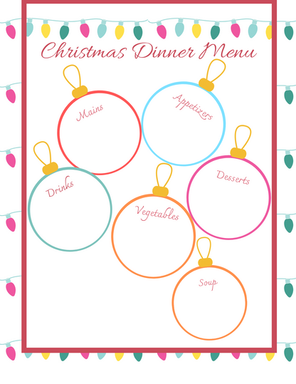 Wondermom Shop's Christmas Season Planner is the perfect holiday season dinner menu template.