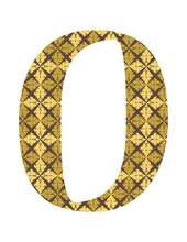 Load image into Gallery viewer, A festive celebration of holiday cheer with a Christmas Wall Art from Wondermom Shop, featuring a gold and brown letter o on a white background.
