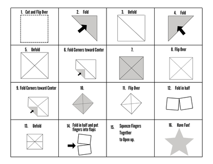 Fold, unfold, flip over, and repeat with the New Year Fortune Teller by Wondermom Shop for an interactive paper game. Perfect for holiday parties; the final result is a star.