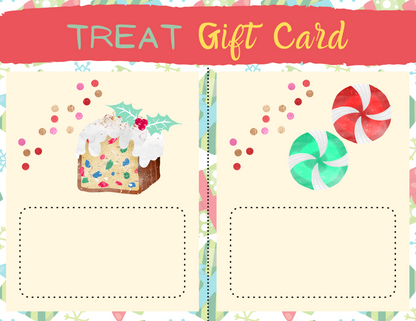 A Wondermom Shop Christmas Gift Card Holder with a candy cane and a cake.