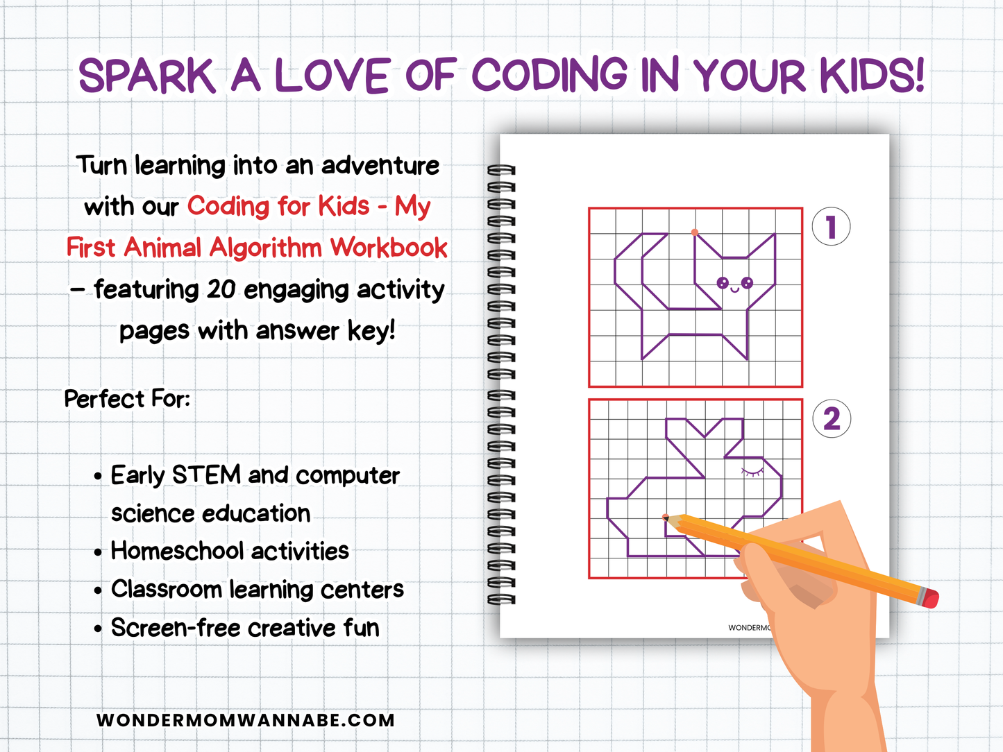 Spark a love of coding with this kids algorithm workbook featuring 20 fun STEM activity pages.
