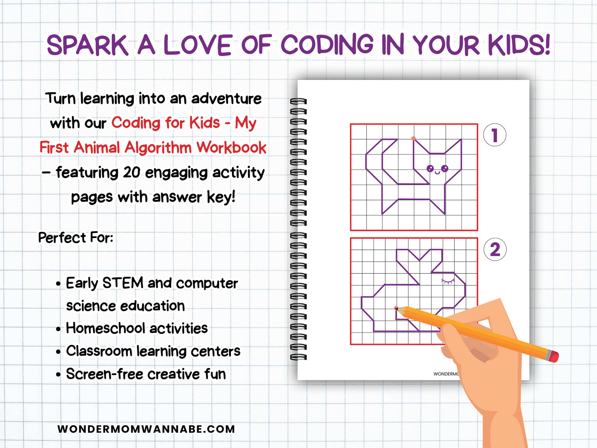 Spark a love of coding with this kids algorithm workbook featuring 20 fun STEM activity pages.
