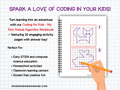 Spark a love of coding with this kids algorithm workbook featuring 20 fun STEM activity pages.