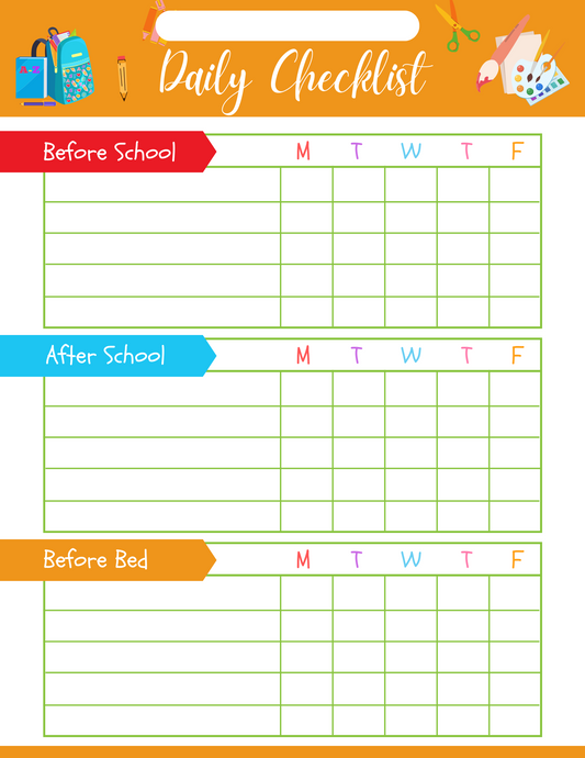 A daily checklist with Wondermom Shop's School Planner.