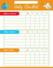 Load image into Gallery viewer, A daily checklist with Wondermom Shop&#39;s School Planner.
